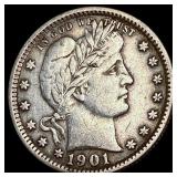 1901 Barber Silver Quarter NEARLY UNCIRCULATED