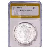 1881-S Morgan Silver Dollar PGA MS67 PL