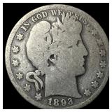 1893-O Silver Barber Half Dollar NICELY CIRCULATED