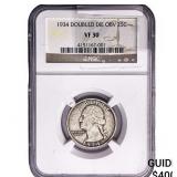 1934 Washington Silver Quarter NGC VF30 DDO