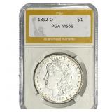 1892-O Morgan Silver Dollar PGA MS65