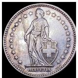 1939 Switzerland Silver 2 Francs CLOSELY UNCIRCULA