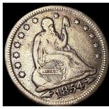 1854 Arrows Seated Liberty Quarter LIGHTLY CIRCULA