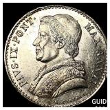 1840 Italian Papal States Silver 20 Baiocchi UNCIR