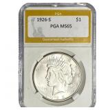 1926-S Silver Peace Dollar PGA MS65