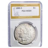 1886-S Morgan Silver Dollar PGA MS64