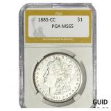 1885-CC Morgan Silver Dollar PGA MS65