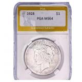 1928 Silver Peace Dollar PGA MS64