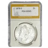 1878-S Morgan Silver Dollar PGA MS65
