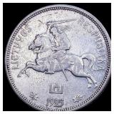 1925 Latvia Silver 5 Litai  CLOSELY UNCIRCULATED