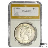 1934 Silver Peace Dollar PGA MS65