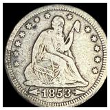 1853 Arrows/Rays Seated Liberty Quarter HIGH  GRA