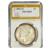 1891-CC Morgan Silver Dollar PGA MS63