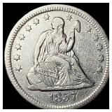 1857-O Silver Seated Liberty Quarter NEARLY UNCIRC