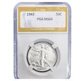 1943 Walking Liberty Half Dollar PGA MS65