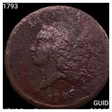 1793 Flowing Hair Half Cent NEARLY UNCIRCULATED