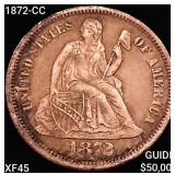 1872-CC Seated Liberty Dime NEARLY UNCIRCULATED