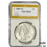 1884-CC Morgan Silver Dollar PGA MS65
