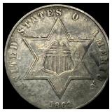 1862 Silver Three-Cent Piece CLOSELY UNCIRCULATED