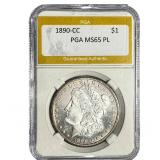1890-CC Morgan Silver Dollar PGA MS65 PL
