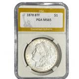 1878 8TF Morgan Silver Dollar PGA MS65