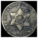1851-O Silver Three-Cent Piece HIGH GRADE