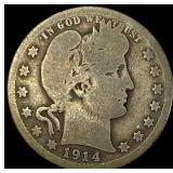 1914-S Barber Silver Quarter NICE CIRC