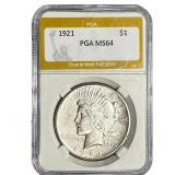 1921 Silver Peace Dollar PGA MS64
