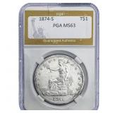 1874-S Silver Trade Dollar PGA MS65