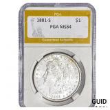 1881-S Morgan Silver Dollar PGA MS64