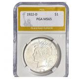 1922-D Silver Peace Dollar PGA MS65