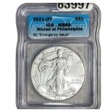 2021-[P] Silver Eagle ICG MS69 Emergency Issue