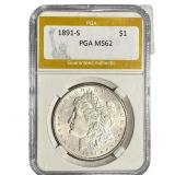 1891-S Morgan Silver Dollar PGA MS62