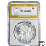 1897-S Morgan Silver Dollar PGA MS66 PL