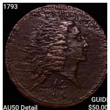 1793 Wreath Large Cent Lettered CLOSELY UNCIRCULAT