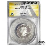 1981-S ANACS PF69 Sunsan B. Anthony Dollar TY 2