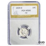 1939-D Mercury Silver Dime PGA MS66