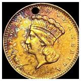 1856 Gold $1 Indian Princess Head (holed) HIGH GRA