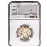 1940-S Washington Silver Quarter NGC MS67