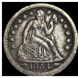 1854-O Silver Seated Liberty Dime NEARLY UNCIRCULA