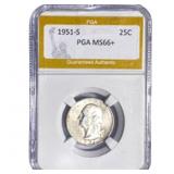 1951-S Washington Silver Quarter PGA MS66+