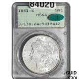 1881-S CAC Morgan Silver Dollar PCGS MS64