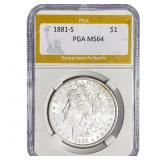 1881-S Morgan Silver Dollar PGA MS64