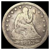 1853 Arrows Seated Liberty Silver Quarter NICELY C