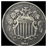 1867 Shield Nickel NEARLY UNCIRCULATED