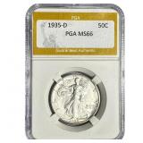 1935-D Walking Liberty Half Dollar PGA MS66