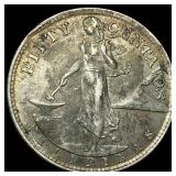 1945-S Philippines Silver 50 Centavos CLOSELY UNCI
