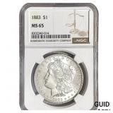 1883 Morgan Silver Dollar NGC MS65
