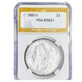 1885-S Morgan Silver Dollar PGA MS63+