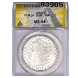 1900 Morgan Silver Dollar ANACS MS64 VAM-24 DDR